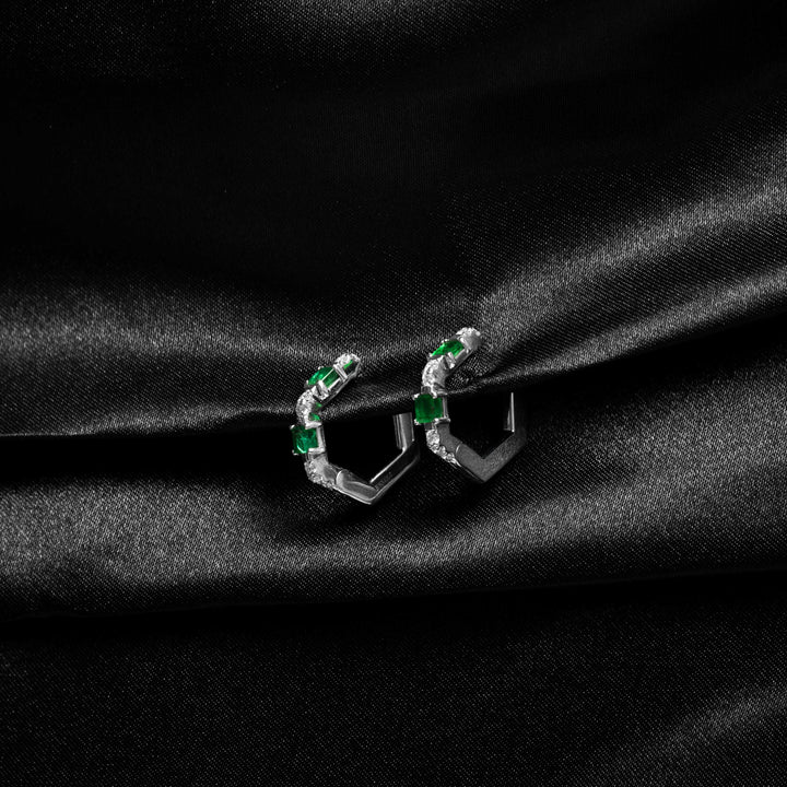 Single Midi Huggie With Emeralds